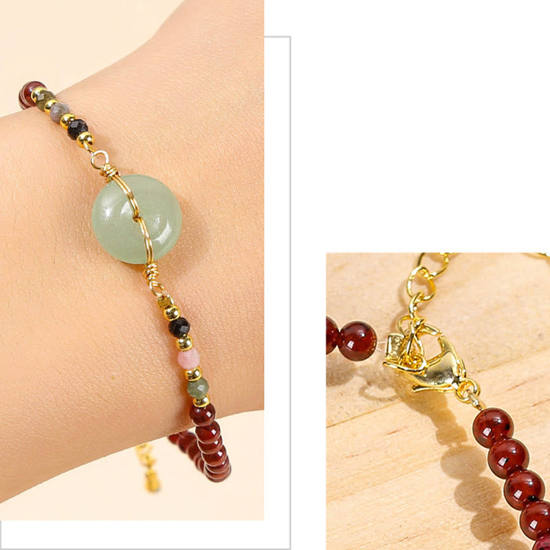 Natural Garnet Peace Buckle Bead Calm Bracelet