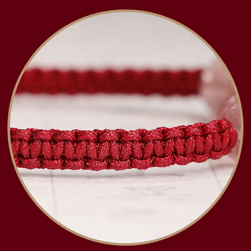 Natural Strawberry Quartz Woven Red String Adjustable Bracelet & Anklet