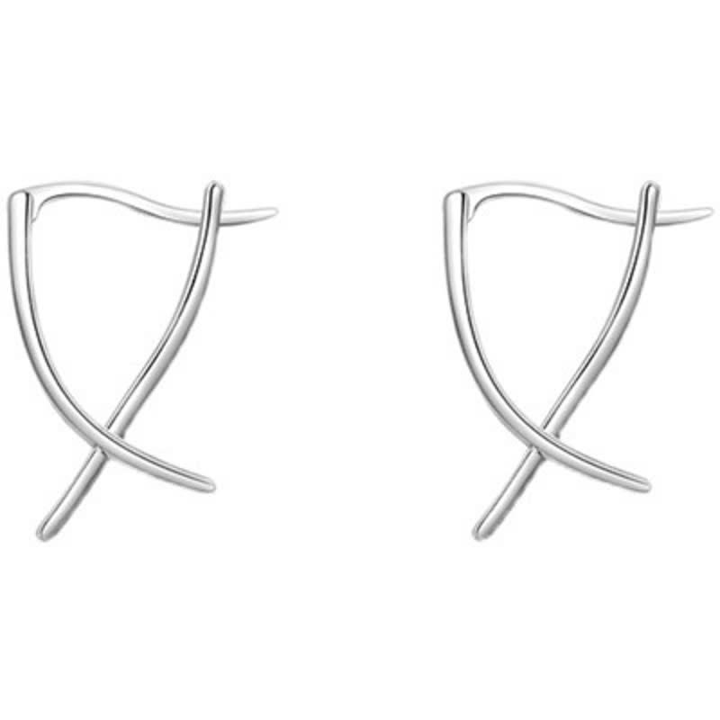 Geometric Cross Copper Hoop Earrings in Gold and Silver Finish