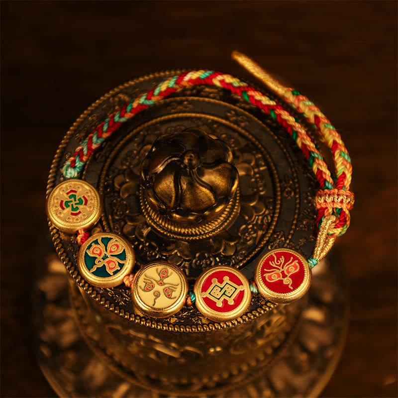 Tibetan Five God Of Wealth Colorful Rope Braided Luck Bracelet