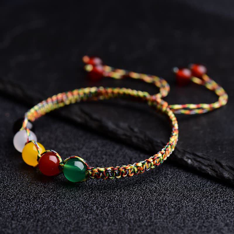 Colorful Agate Five Elements String Bracelet – Red Agate Energy Anchor