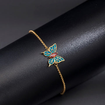 925 Sterling Silver Butterfly Zircon Love Chain Bracelet