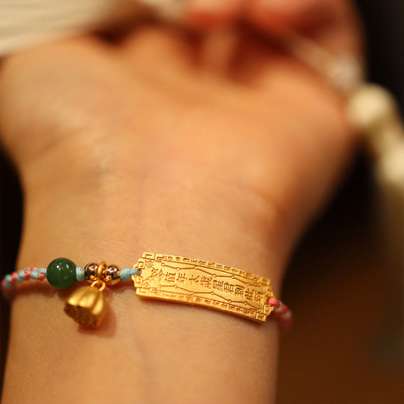 Handmade 925 Sterling Silver & Gold Plated Braided Red String Jade Sandalwood Bracelet