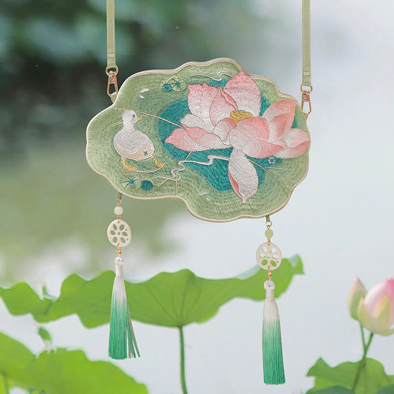 Luck Embroidery Lotus Koi Fish Rabbit Flower Hanfu Bag Crossbody Bag Shoulder Bag