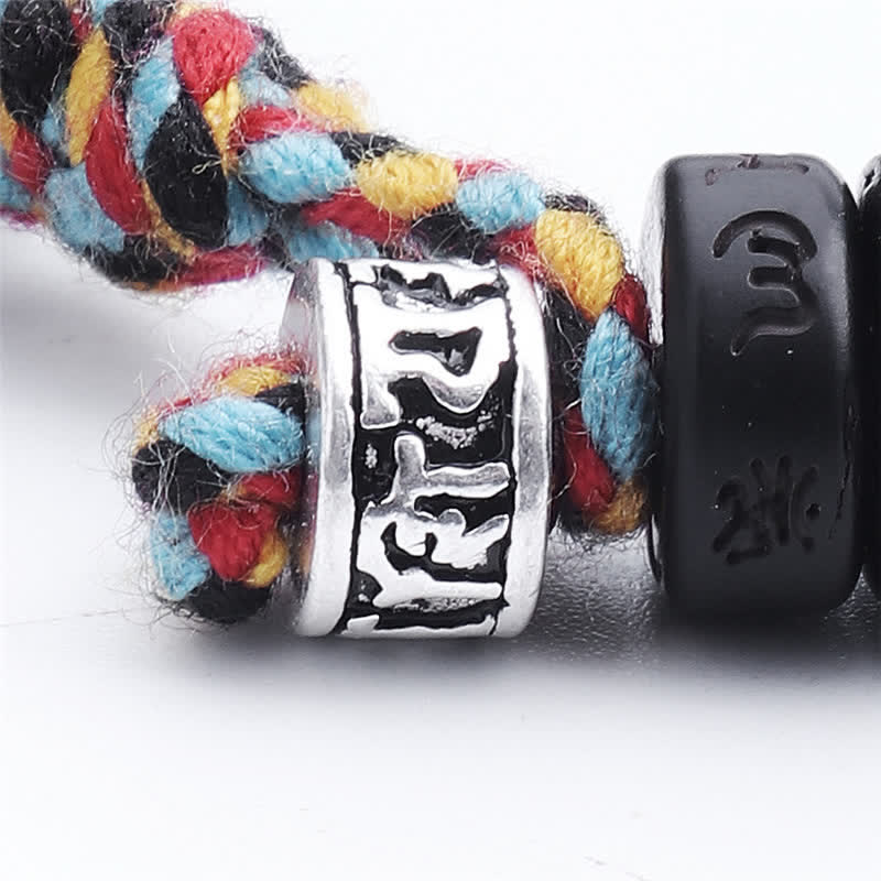 Handmade Engraved Om Mani Padme Hum Coconut Shell Bead Tibetan Bracelet