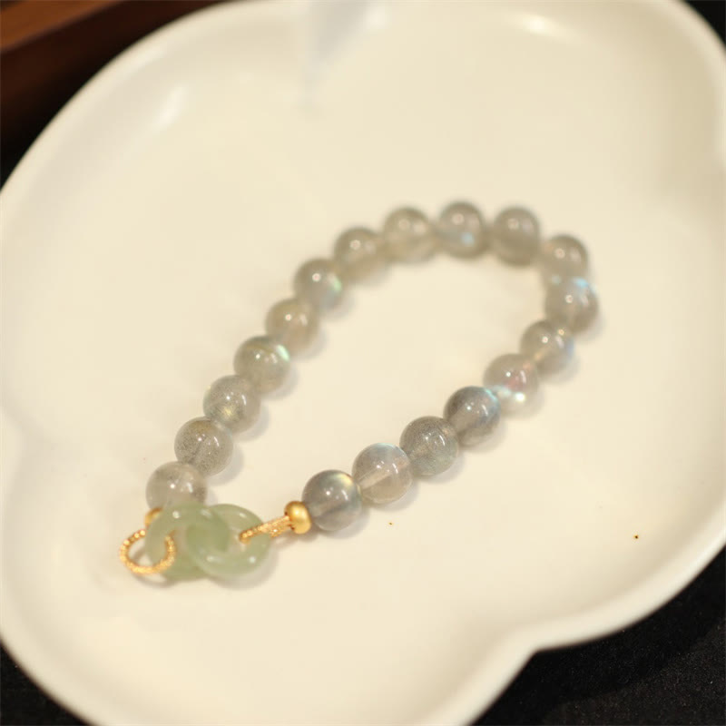 Natural Moonstone Heitan Jade Peace Buckle Healing Bracelet