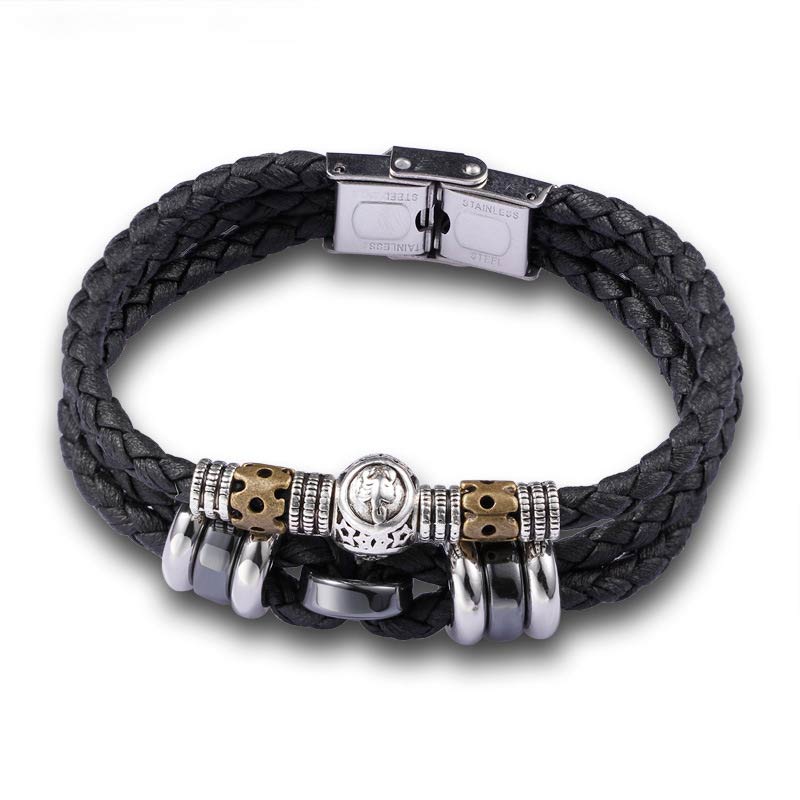 Hematite Grounding Bead Bracelet with 12 Zodiac Constellation Charms