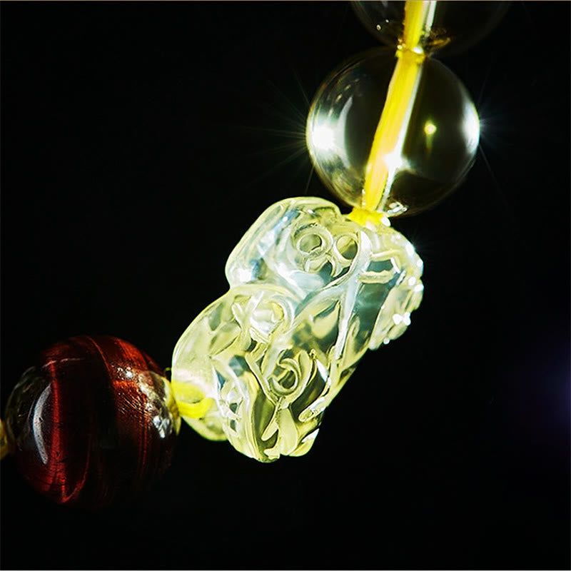 Natural Citrine Double PiXiu Tiger Eye Prosperity Protection Bracelet
