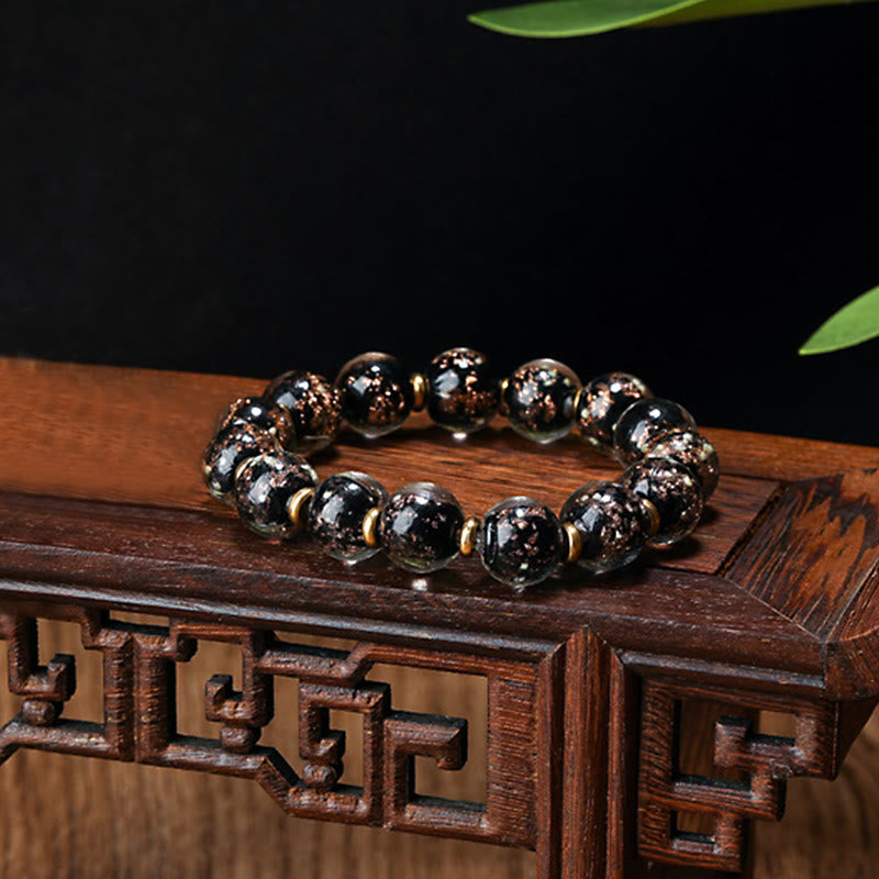 Handmade Luminous Liuli Glass Pixiu Gold Swallowing Beast Success Bracelet