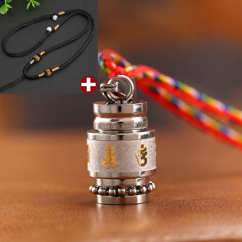 Tibet Om Mani Padme Hum Shurangama Mantra Titanium Steel Wisdom Amulet Necklace Pendant