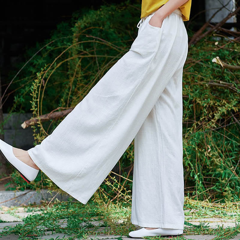 Plain Wide Leg Pants Dance Women's Yoga Pants With Pockets