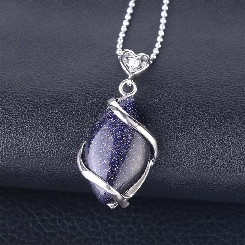 Marquise Pattern Natural Crystal Stone Charm Necklace Pendant (Extra 35% Off | USE CODE: FS35)