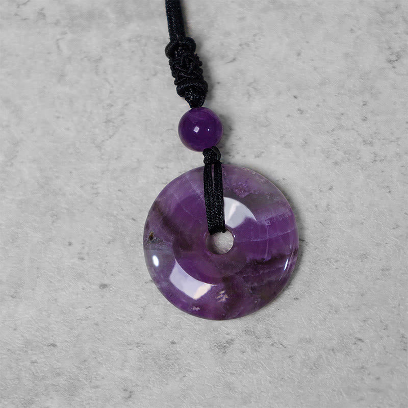 Lucky Coin Pendant Healing Crystal Gemstone Necklace