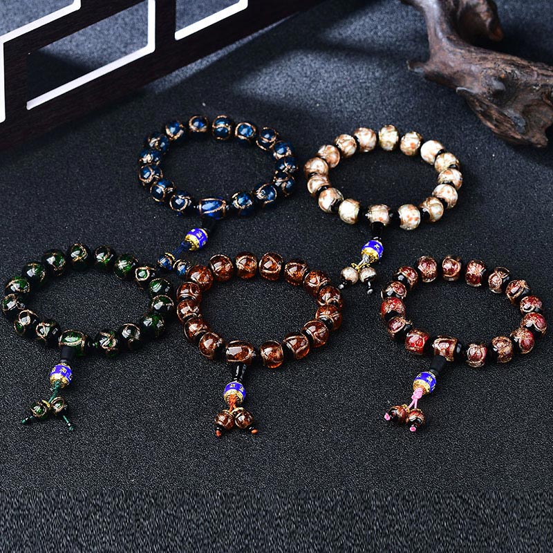 Tibetan Dragon Vein Agate Beaded Bracelet – 12mm & 14mm in Multi-Color Options