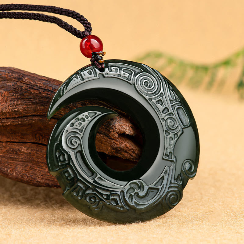 One's Luck Improves Design Patern Natural Hetian Cyan Jade Success Necklace Pendant