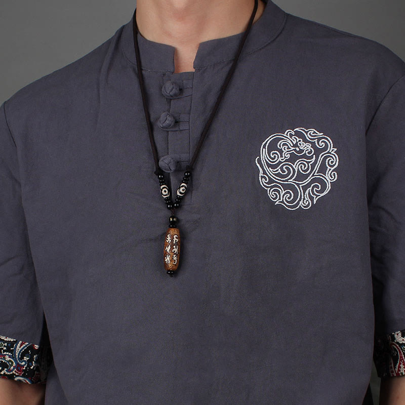 Tibet Om Mani Padme Hum Dzi Bead Avalokitesvara Pattern Wealth Necklace Pendant