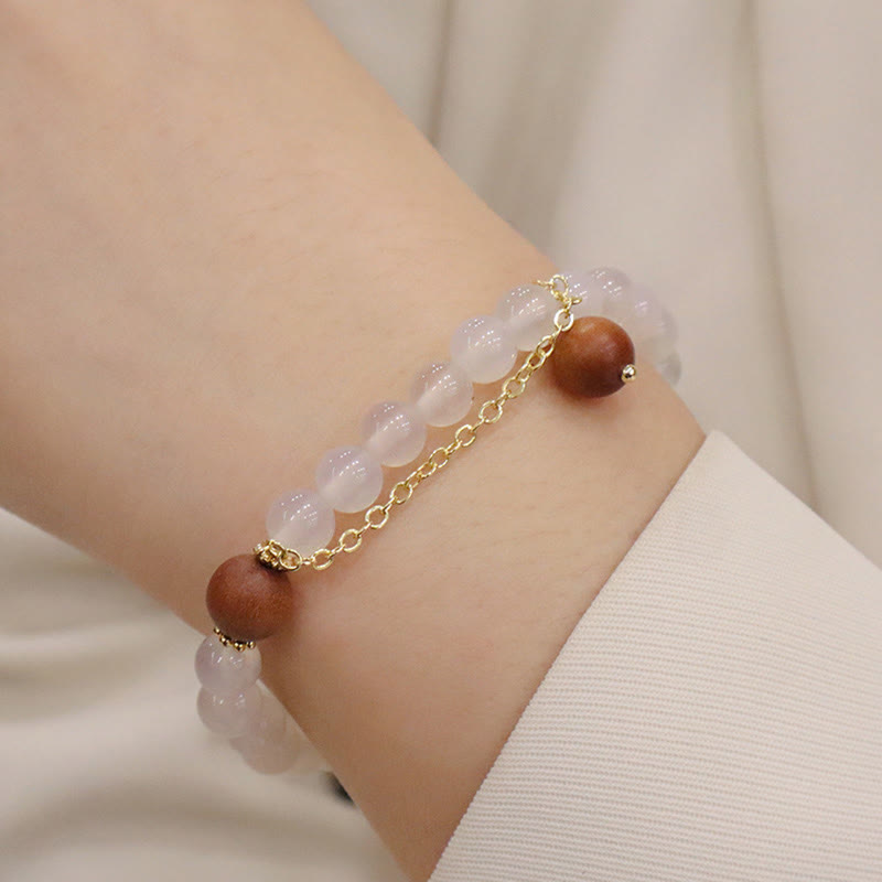 Sandalwood Cat's Eye Fu Character Charm Protection Bracelet