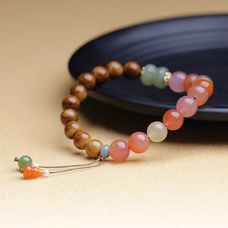 Multi-Element Kuka Seed, Yanyuan Agate & Hetian Jade Energy Bracelet