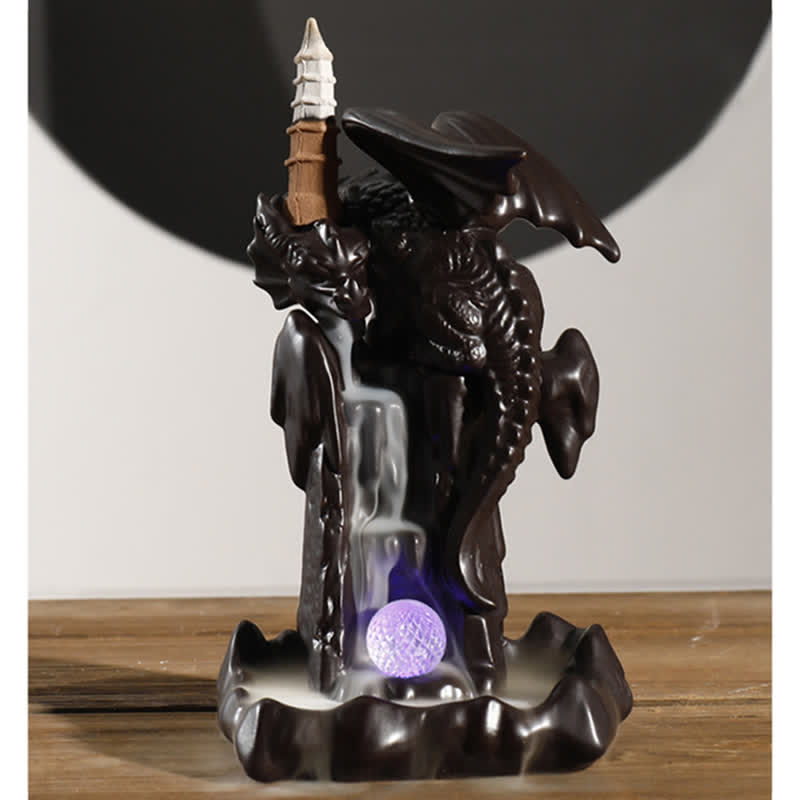 Nordic Dragon Ceramic Backflow Smoke Fountain Sandalwood Incense Burner