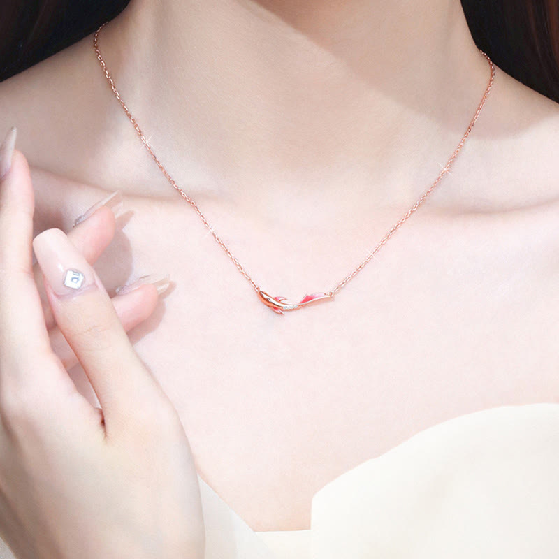 925 Sterling Silver Koi Fish Luck Zircon Prosperity Necklace Pendant