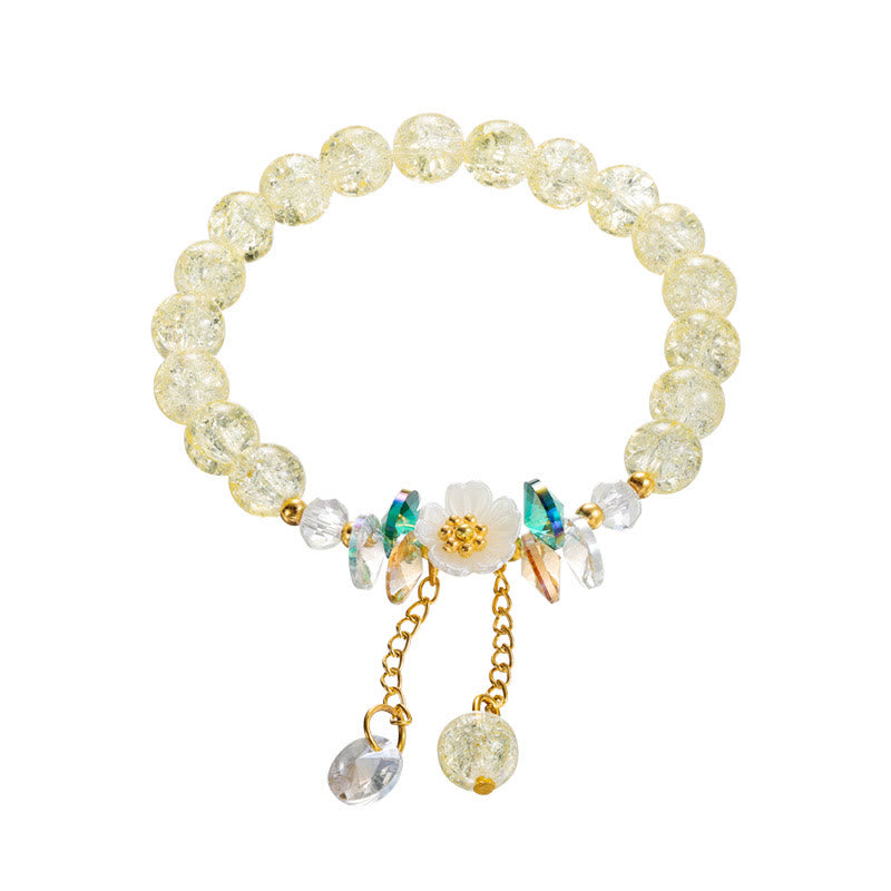 Simple Design Flower Charm Glass Bead Bracelet