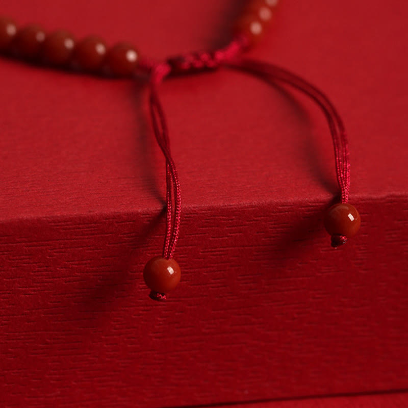 Natural Red Agate Hetian Jade Double Peace Buckle Confidence Bracelet
