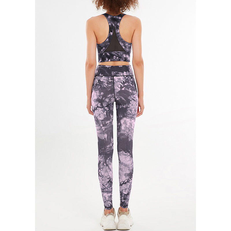 2Pcs Floral Flowers Print Crop Tank Top Pants Sports Gym Outfits Fitness Yoga Women's Yoga Sets