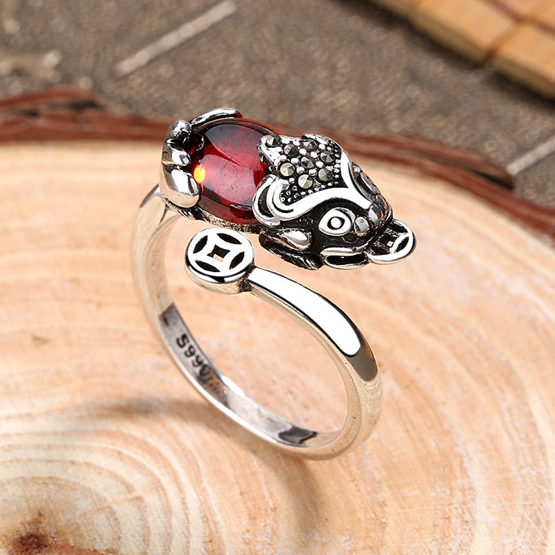 FengShui Genstone PiXiu Wealth Adjustable Ring