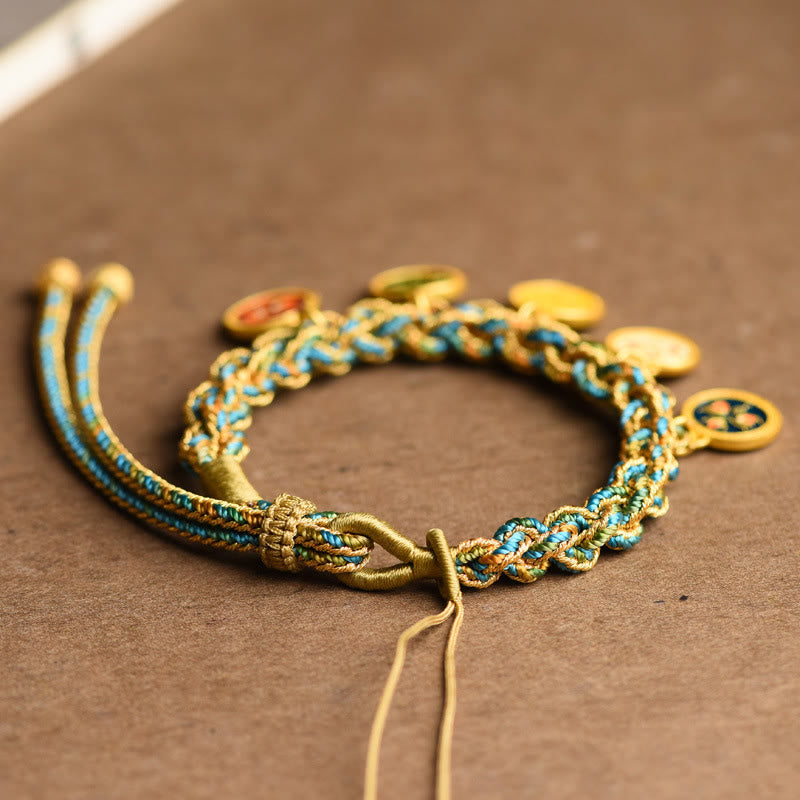 Tibetan Five God Of Wealth Luck Handcrafted Braid String Bracelet