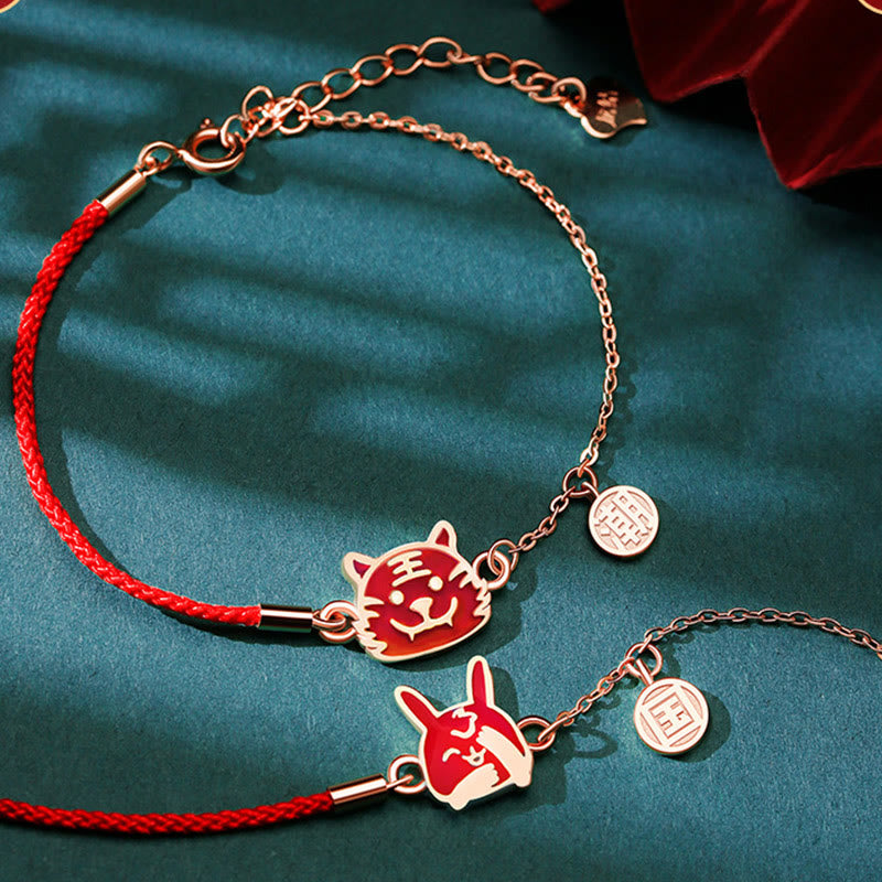 925 Sterling Silver Color-changing Chinese Zodiac Luck Protection Red String Chain Bracelet
