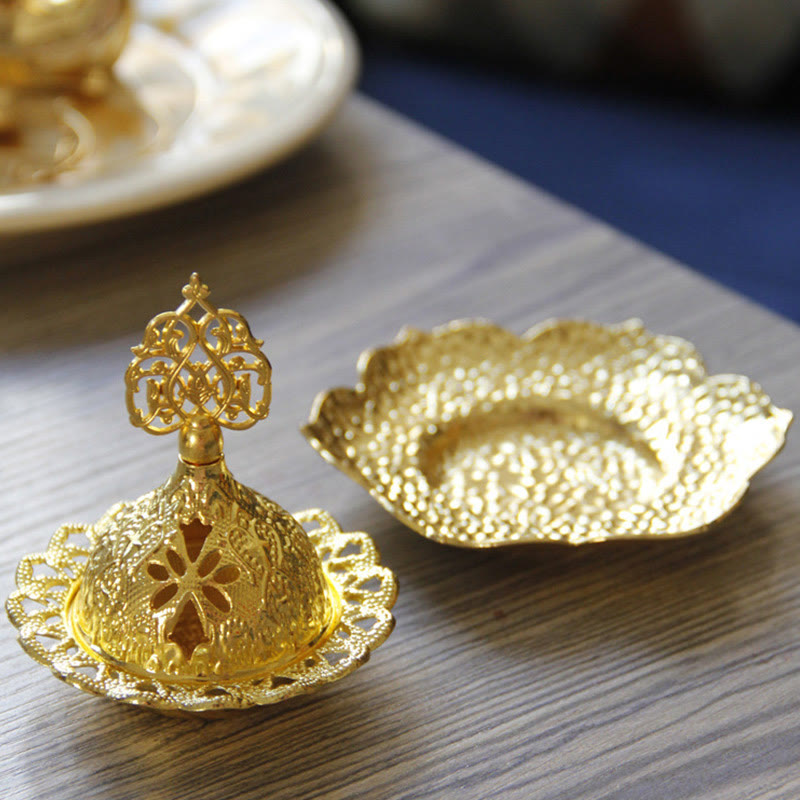 Leaf-Shaped Alloy Metal Mini Incense Burner & Ritual Coaster