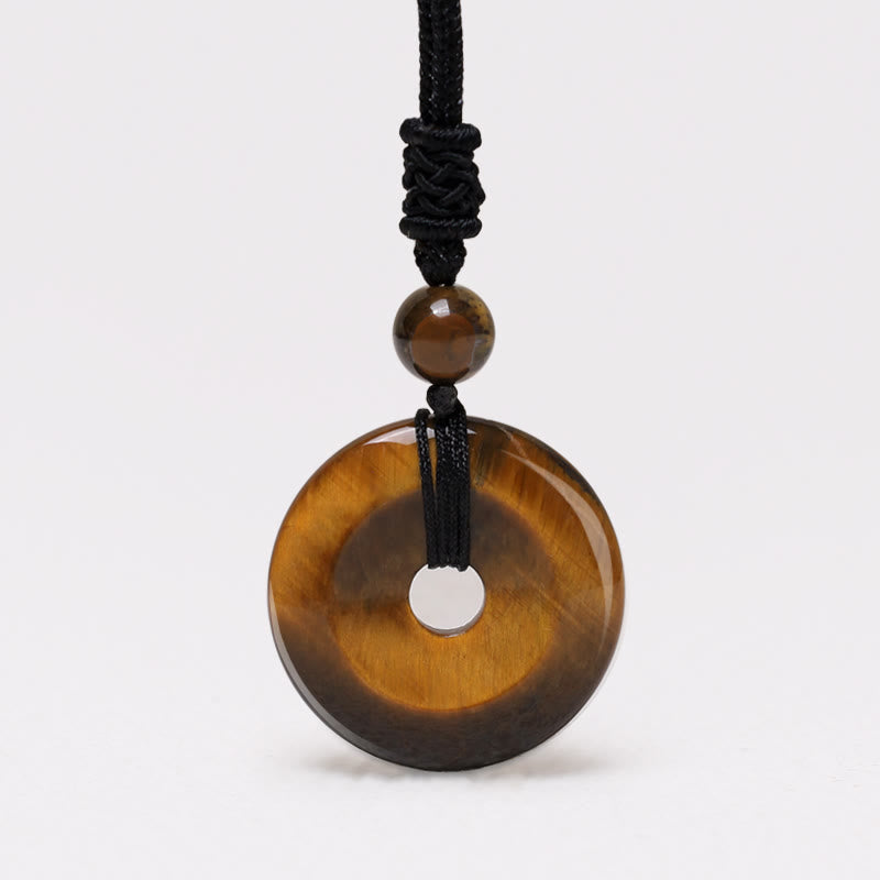 Lucky Coin Pendant Healing Crystal Gemstone Necklace