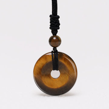Lucky Coin Pendant Healing Crystal Gemstone Necklace