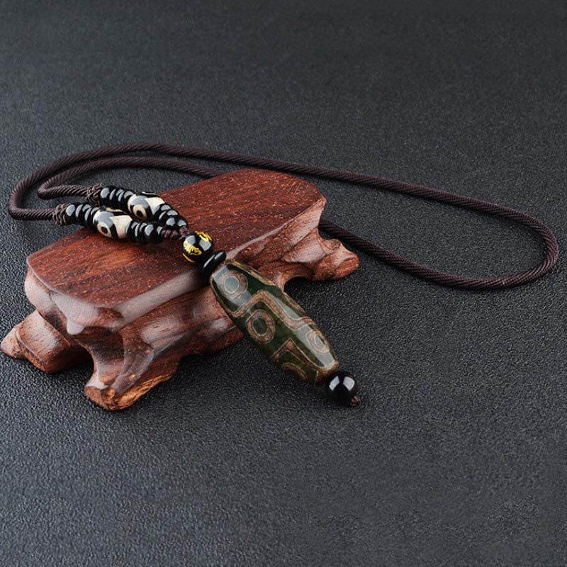 Nine-Eye Dzi Bead Wealth Protection Necklace
