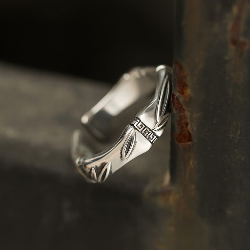 Simple Bamboo Design Copper Luck Wealth Adjustable Ring
