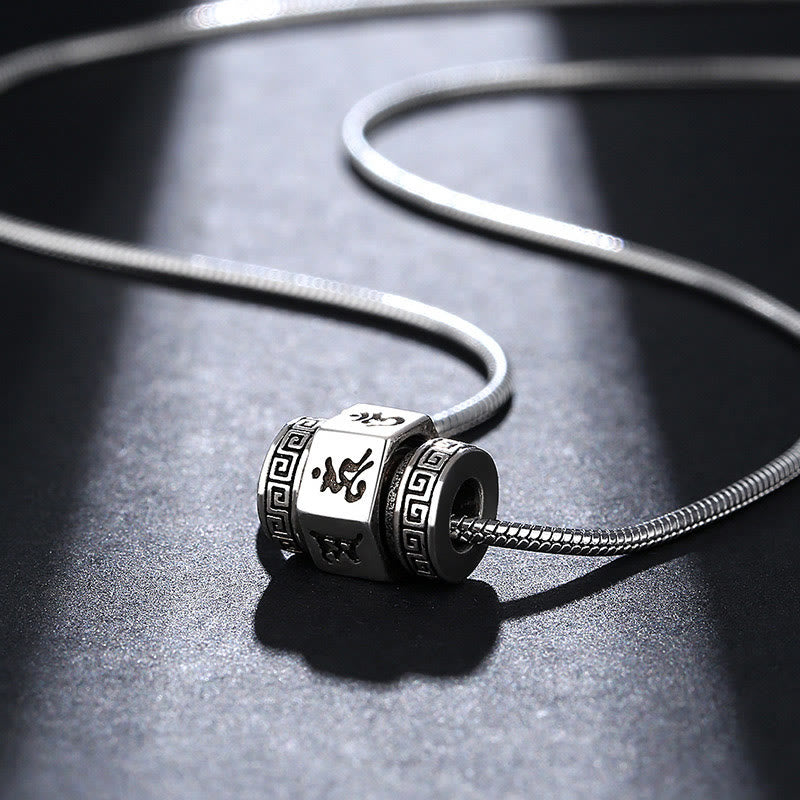 Tibetan Om Mani Padme Hum Peace Necklace Rotatable Pendant