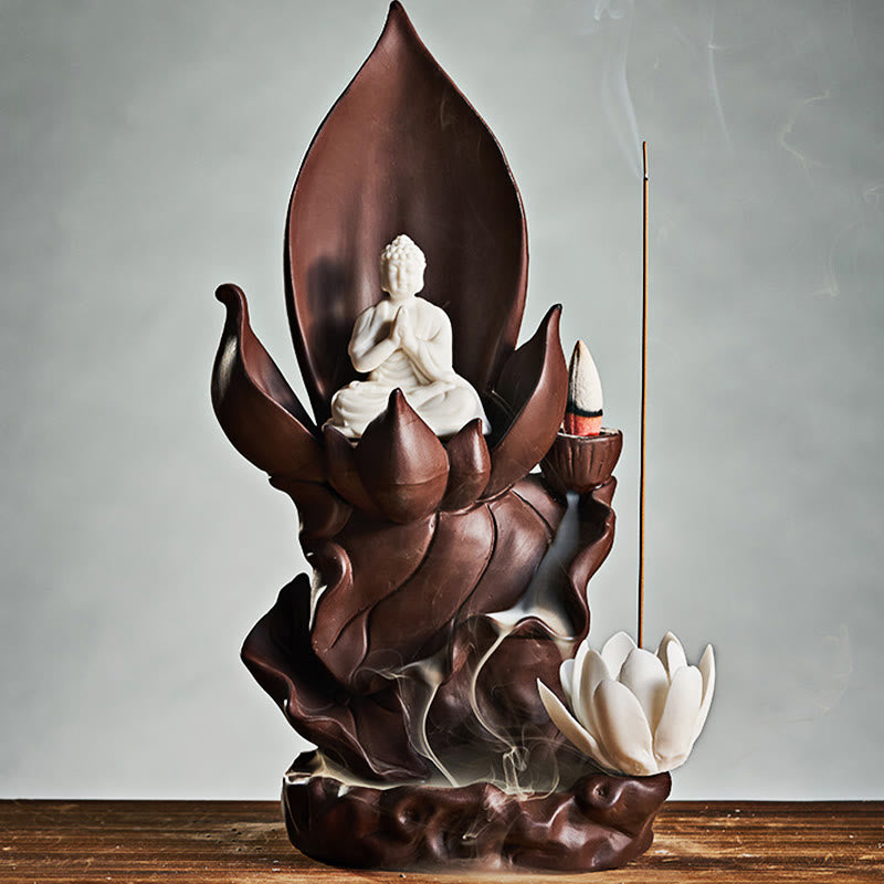 Lotus Spiritual Figure Purple Clay Incense Burner for Mindful Aromatic Rituals