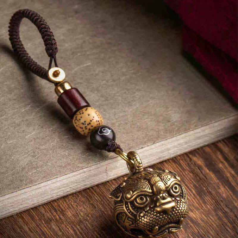 Handmade Brass and Copper Pixiu Energy Conductor Keychain