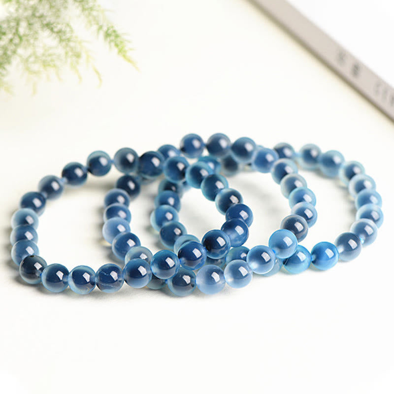 Natural Polished Candy Agate Round Bead Energy Bracelet