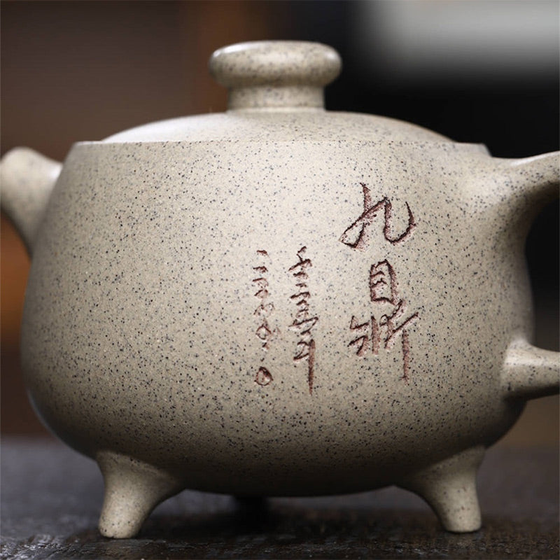 Yixing Semi-handmade Beige Purple Clay Kung Fu Teapot 200ml