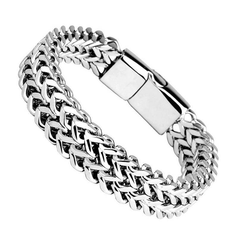 Textured Fish Scale Titanium Steel Magnetic Buckle Balance Chain Bracelet