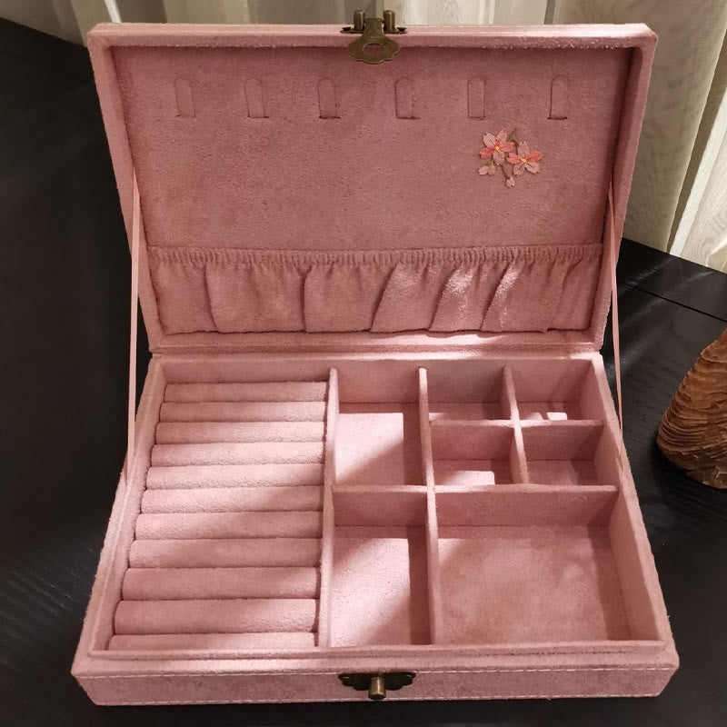 Floral & Dragonfly Flannel Single Layer Jewelry Organizer Box