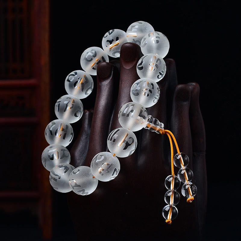 Om Mani Padme Hum Engraved Mantra Meditation Beaded Bracelet