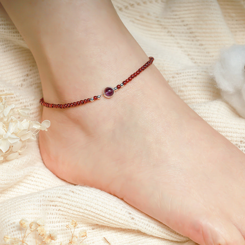 Garnet Amethyst Purification Calm Anklet