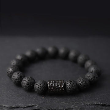 Lava Rock Ebony Wood Tiger Eye Support Healing Bracelet
