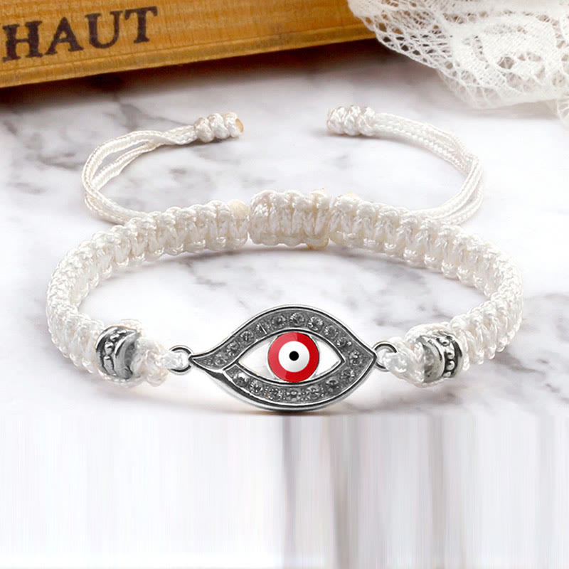 Handmade Evil Eye Red String Braided Bracelet with Gold or Silver Border