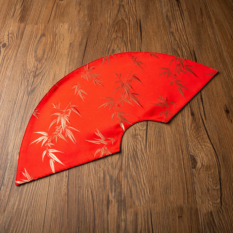 Vintage Sea Wave Bamboo Plum Blossom Embroidered Cup Mat Pad Tea Cup Coaster Kung Fu Tea Mat