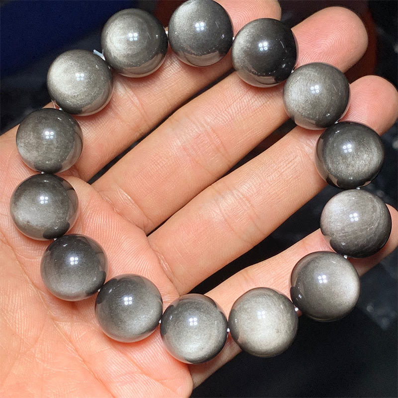 Natural Silver Sheen Obsidian Soothing Protection Bracelet