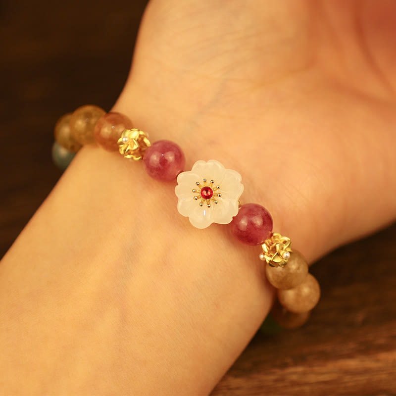 Colorful Tourmaline Jade Flowers Love Bracelet