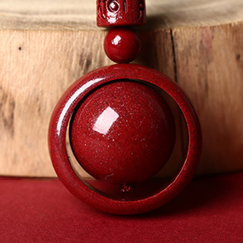 Cinnabar Om Mani Padme Hum PiXiu Blessing Lucky Bead Necklace Pendant